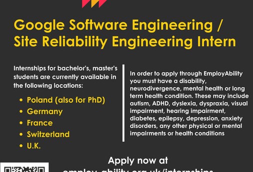 Staże w Google w 2026 r. dla studentów z niepełnosprawnościami, neuroróżnorodnością i przewlekłymi problemami zdrowotnymi.